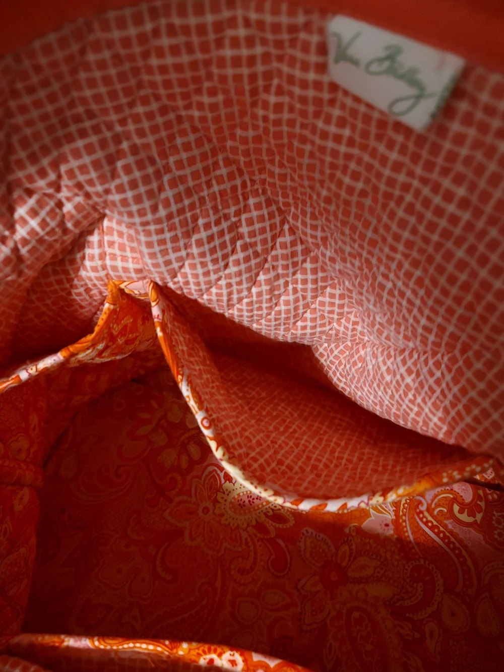 Vera Bradley Orange Paisley Quilted Hobo Tote - Picture 7 of 7